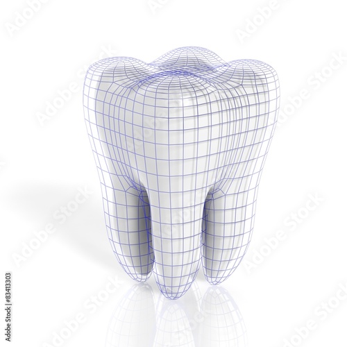 Tooth with virtual grid isolated on white background #83413303