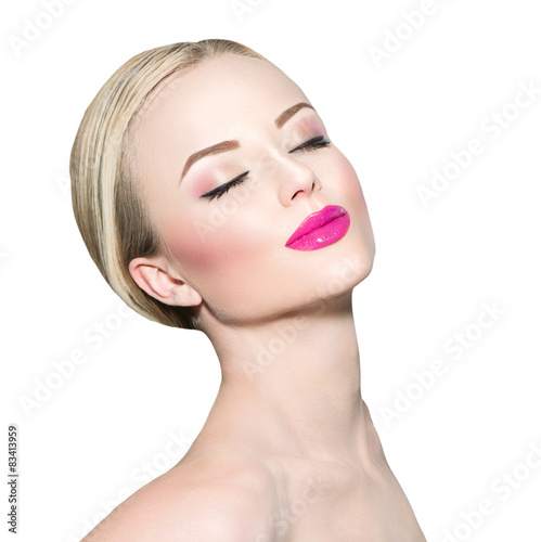 Young woman with clean fresh skin closeup