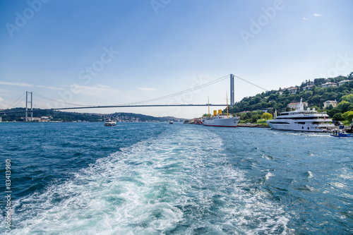 Fototapeta Naklejka Na Ścianę i Meble -  Istanbul, Turkey. Bosphorus Bridge and yachts 