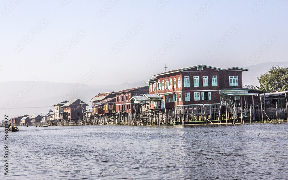 Obraz premium stilt house village