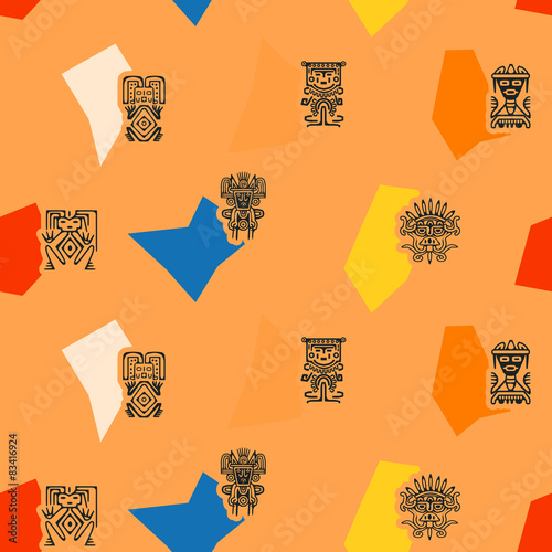 Seamless background with American Indians relics
