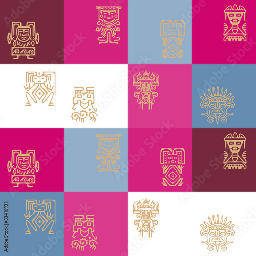 Seamless background with American Indians relics