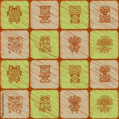 Seamless background with American Indians relics