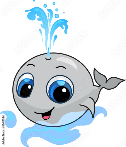 Smiling baby whale cartoon illustration