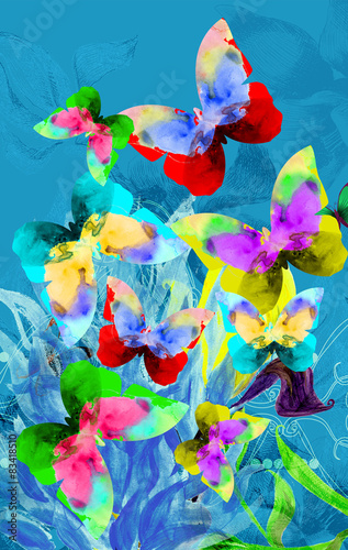 Colorful illustration of butterflies