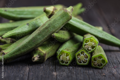 Farm fresh raw okra photo