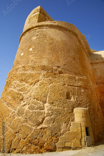 The walls of Victoria citadel (Rabat ) in Gozo Island , Malta.