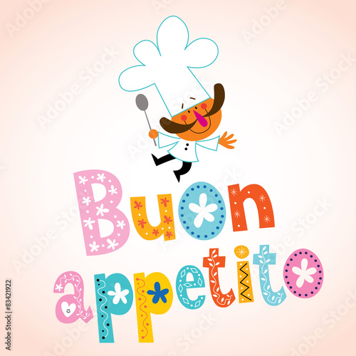 Buon appetito Italian decorative type with chef character