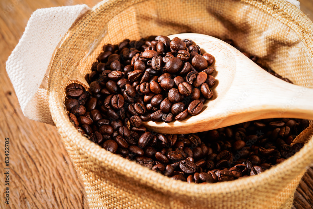 Studio Shot of Coffee Beans in a Bag Studio Shot of Coffee Beans in a Bag