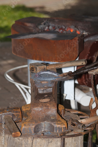Tools of a blacksmith at work, close-up