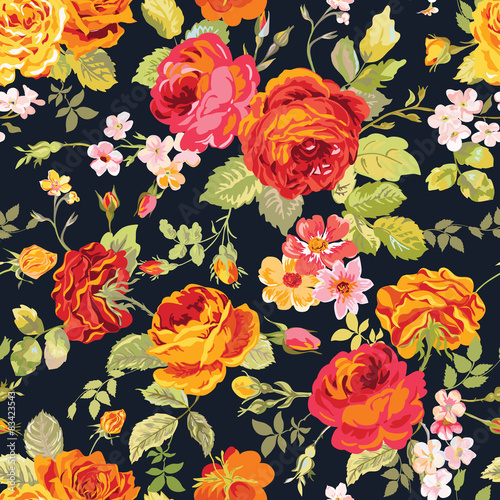Vintage Floral Background - seamless pattern for design, print