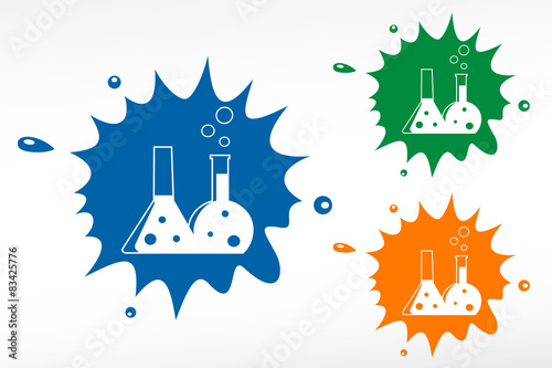 Flask with chemical reagent - color blob