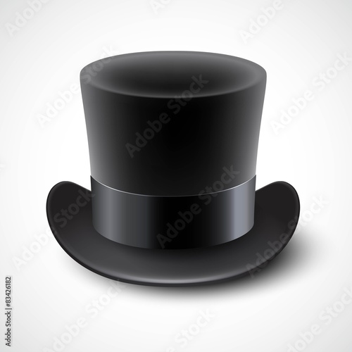 Black top hat vector illustration isolated on white background 
