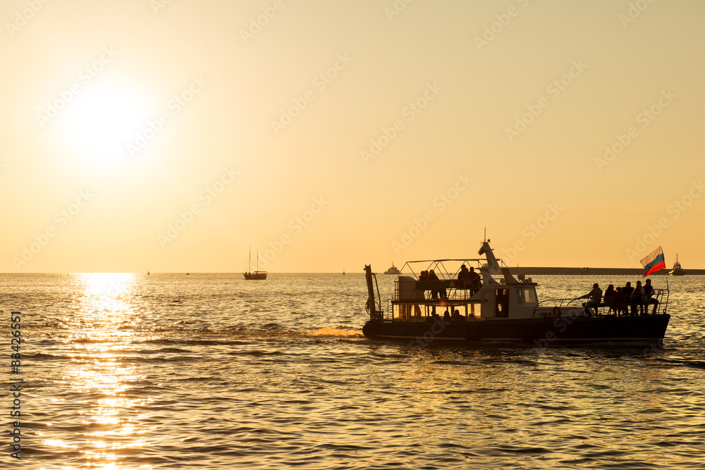 Tour boat sightseeing in Sevastopol Bay, Crimea