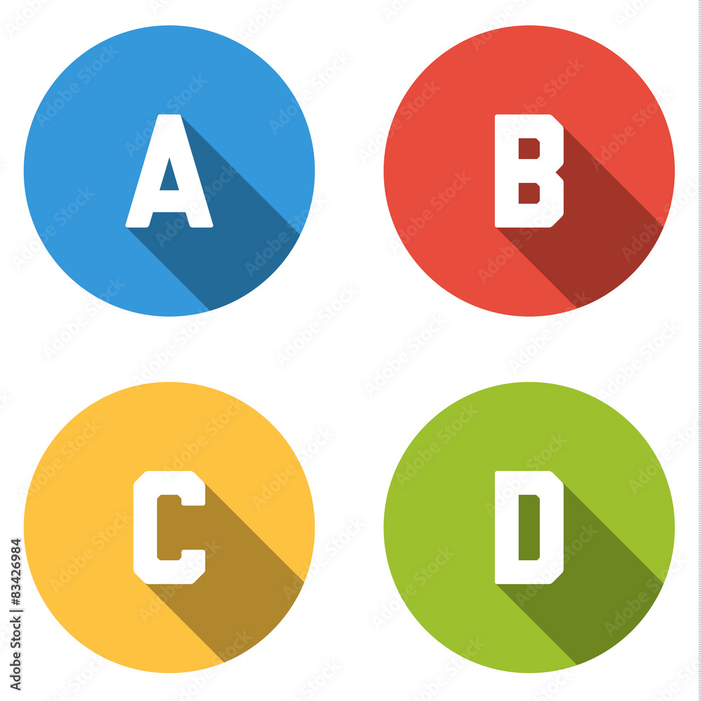 Collection of 4 isolated flat buttons (icons) for 4 possibiliti Collection of 4 isolated flat buttons (icons) for 4 possibiliti