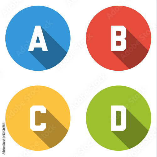 Collection of 4 isolated flat  buttons (icons) for 4 possibiliti