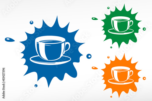 Coffee cup on color blob
