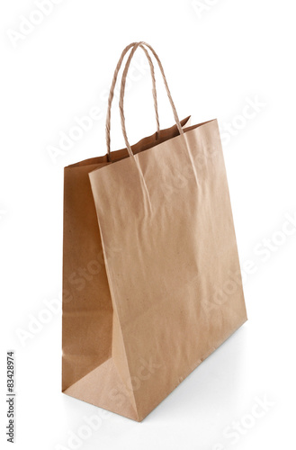 Paper shopping bag isolated on white