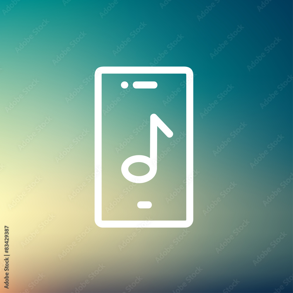 Phone with musical note thin line icon Phone with musical note thin line icon