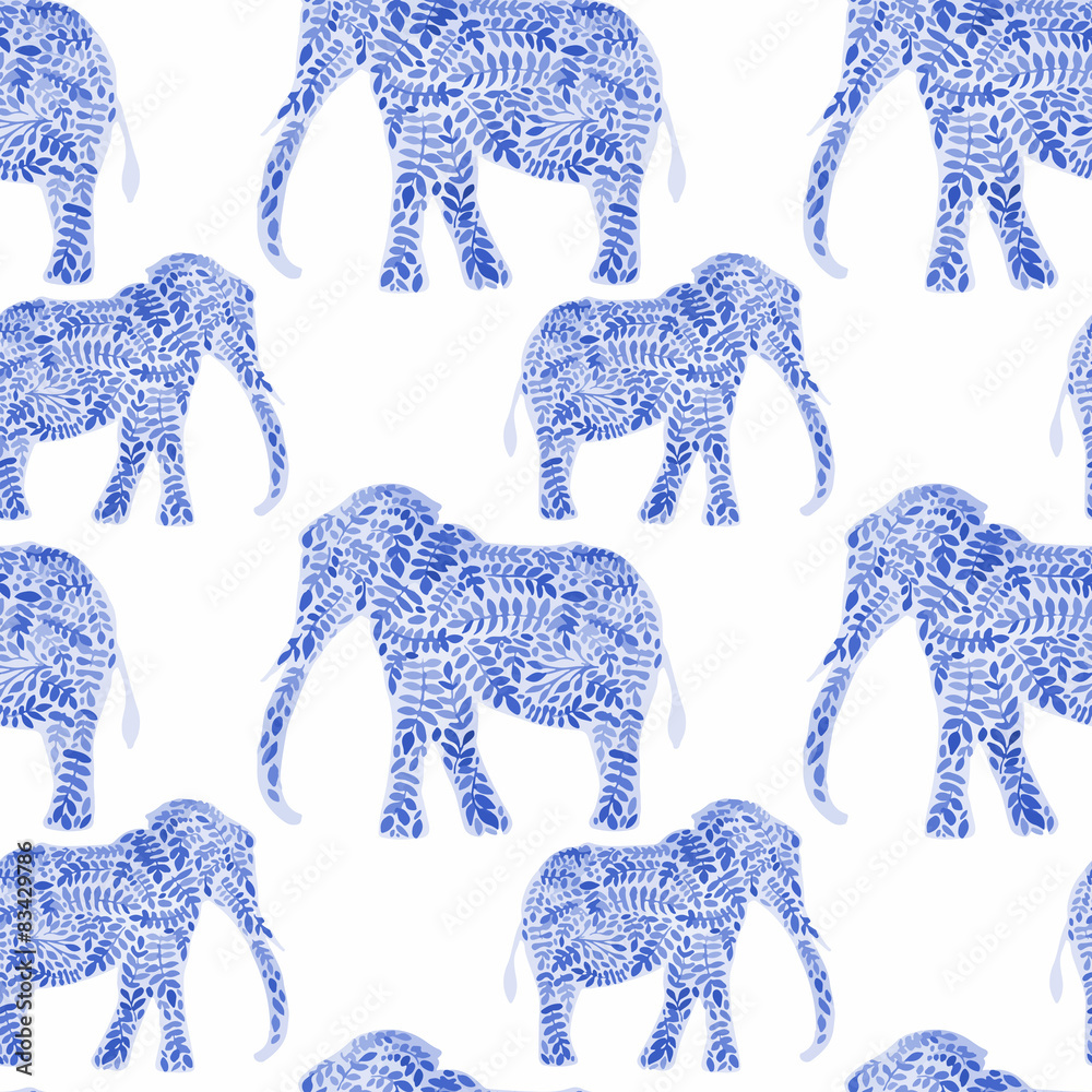 Fototapeta premium Elephant seamless pattern background vector illustration