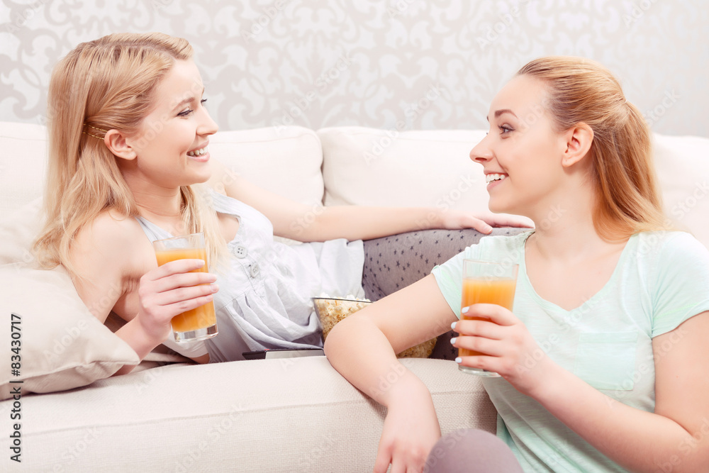 Young girls on a couch 