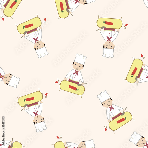 chef , cartoon seamless pattern background