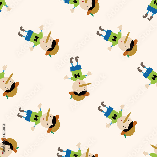 Pinocchio , cartoon seamless pattern background