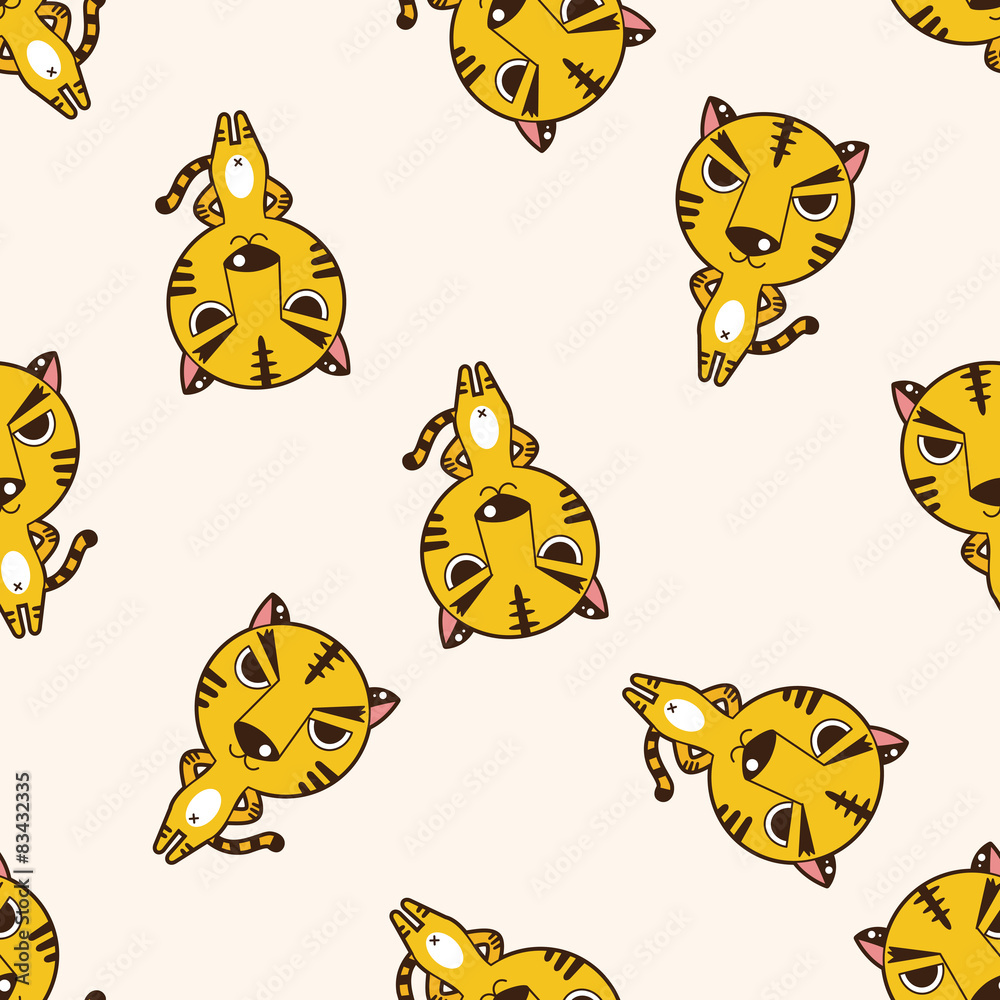 animal tiger cartoon , cartoon seamless pattern background