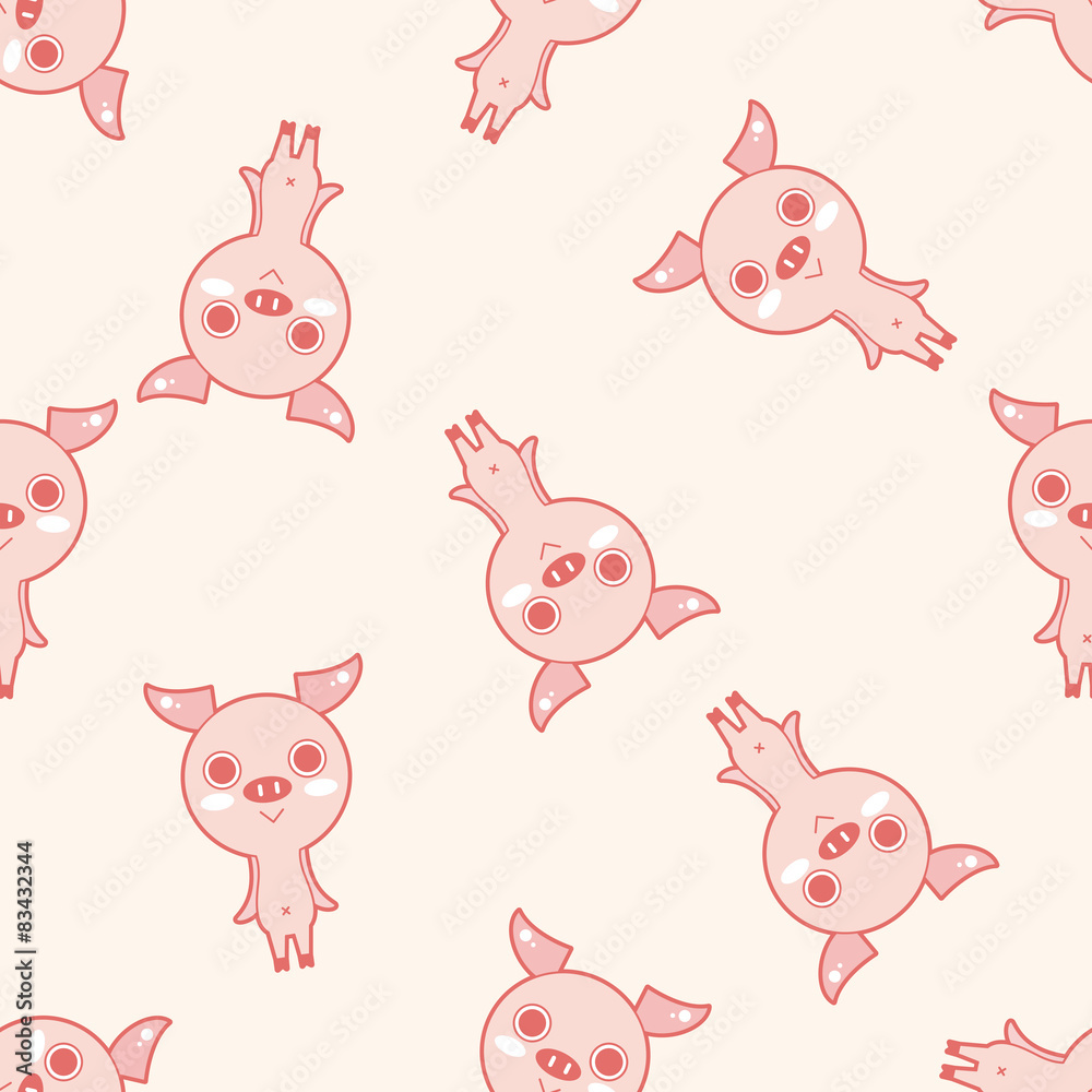 animal pig cartoon , cartoon seamless pattern background