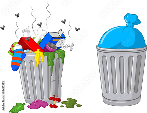 Illustration of a cartoon trash can