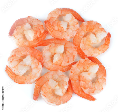 Shrimps. Prawns isolated on a White Background. Seafood