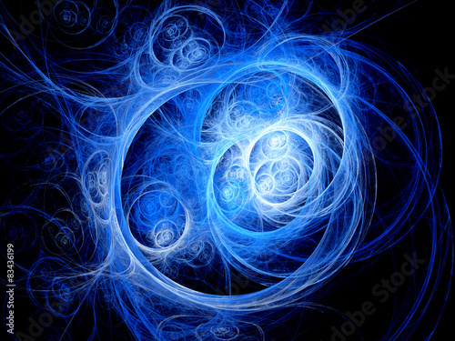 Blue glowing curves in space