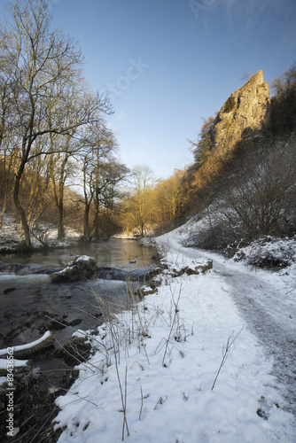 Fototapeta Naklejka Na Ścianę i Meble -  Beautiful Winter snow covered countryside landscape of river flo
