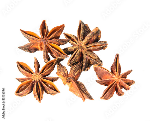 Photo of anise stars on a white background