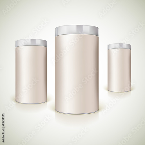 Round packaging for the presentation of product.