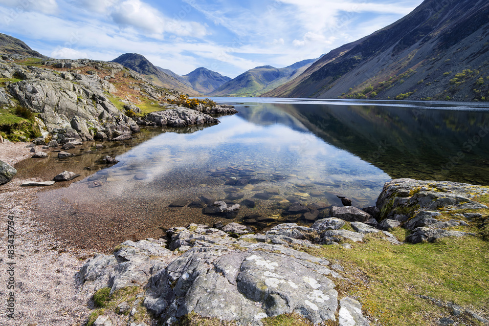 Fototapeta premium Stunning landscape of Wast Water with reflections in calm lake w