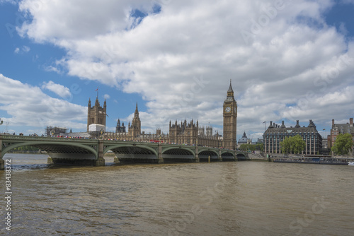 View of Big Ben and Houses of Parliament in London across Thames © beataaldridge