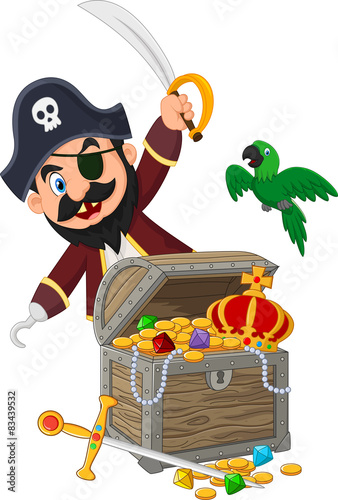 Cartoon pirate holding sword