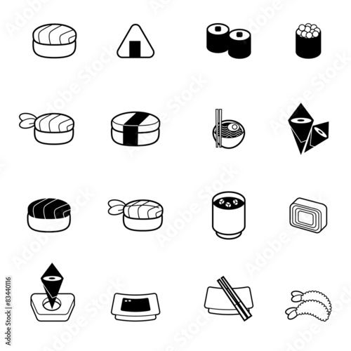 Japanese food sushi icon set