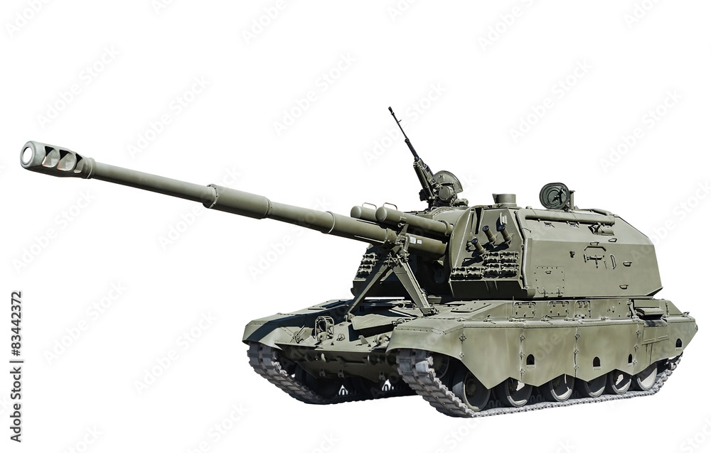 self-propelled artillery isolated on white background self-propelled artillery isolated on white background