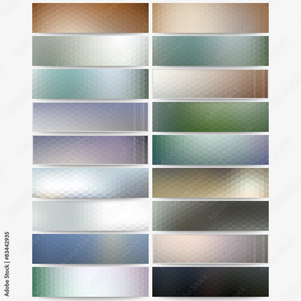 Abstract hexagonal headers set, blurred design vector, web Abstract hexagonal headers set, blurred design vector, web
