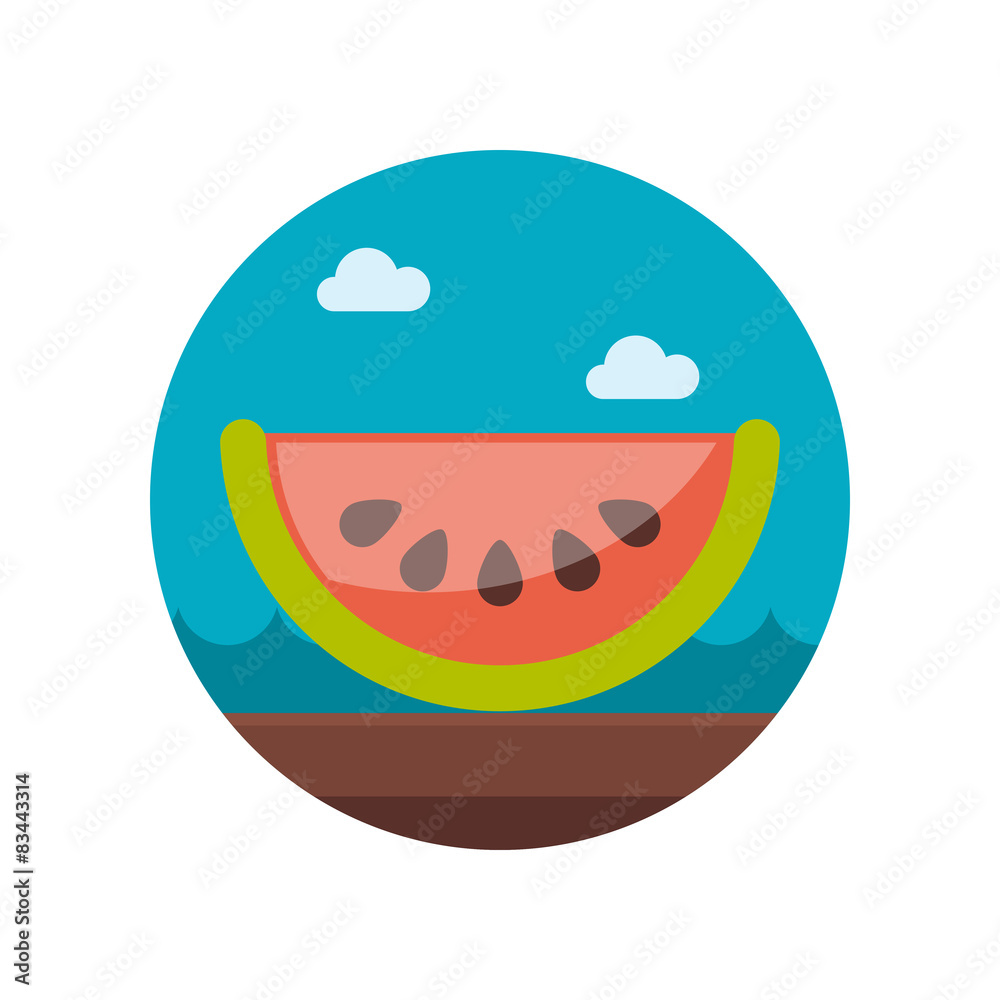 Obraz premium Watermelon Slice flat icon with long shadow