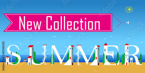 Inscription New summer collection. Vector Illustration