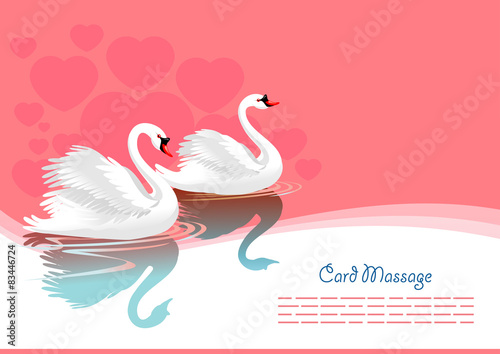 Obraz na płótnie Swan greeting card