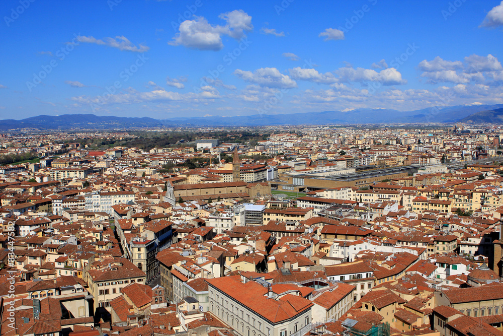 View of Florence from Cathedral at sunny day, Italy