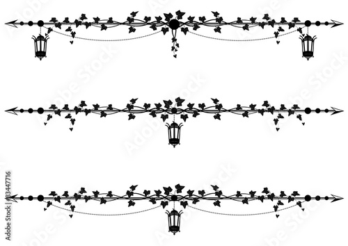 ivy border with street  lamp