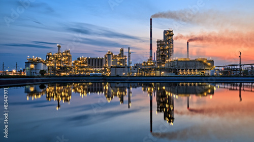 Oil refinery at dusk. HDR - high dynamic range
