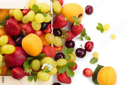 Fresh fruits in box.