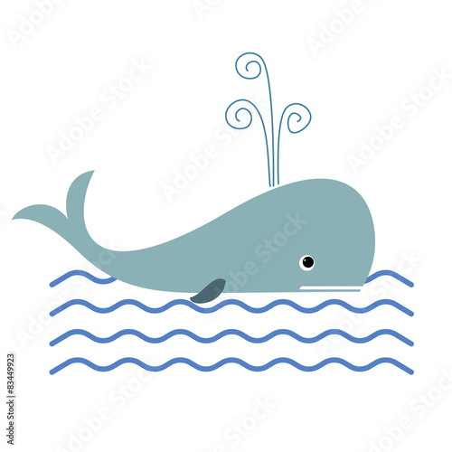 Whale and ocean waves illustration