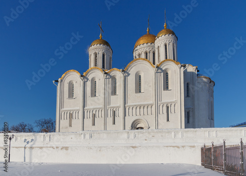 Assumption Cathedral and bell tower in Vladimir in winter 